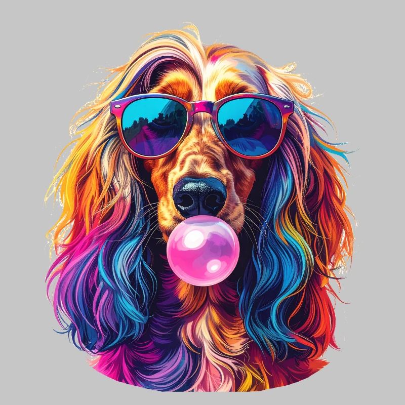 Pop Art Afghan Greyhound with Bubblegum
