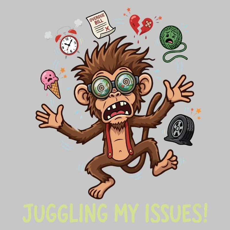 Juggling My Issues Funny Stressed Monkey Design