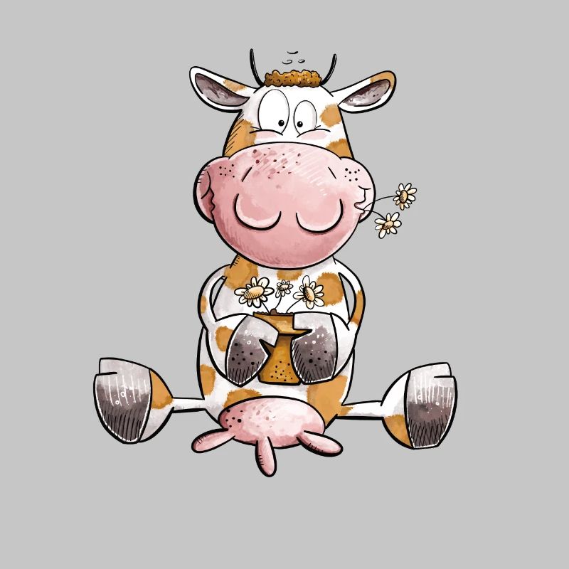Vache avec des fleurs