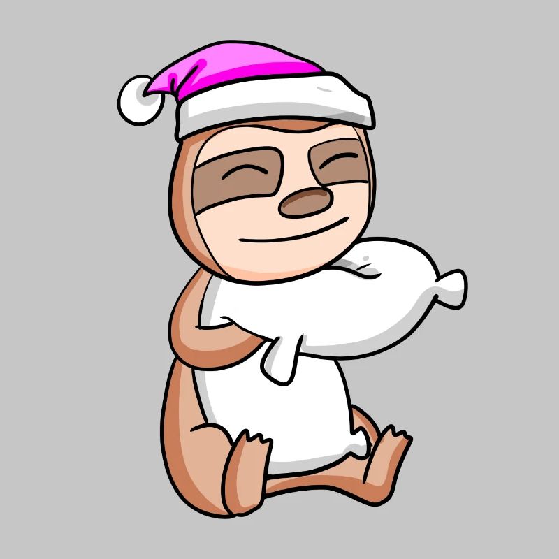 Sloth with pillow and sleeping cap