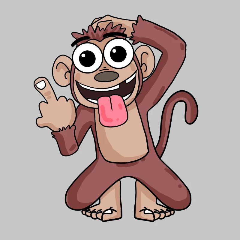 Affe, der Mittelfinger zeigt