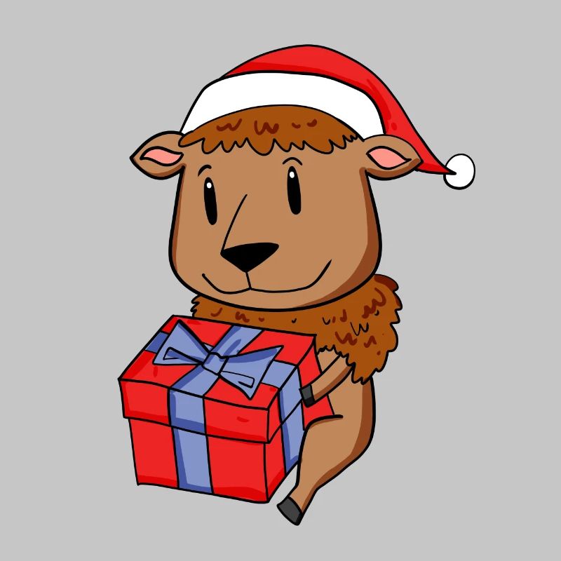 Bison de Noël Bébé avec cadeau