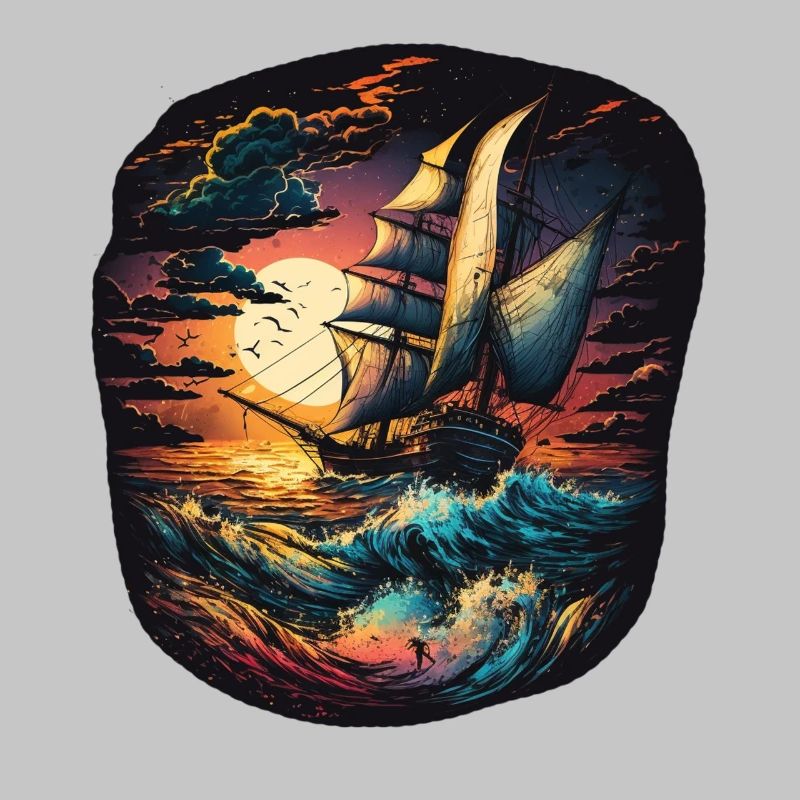 Sailing ship on rough seas