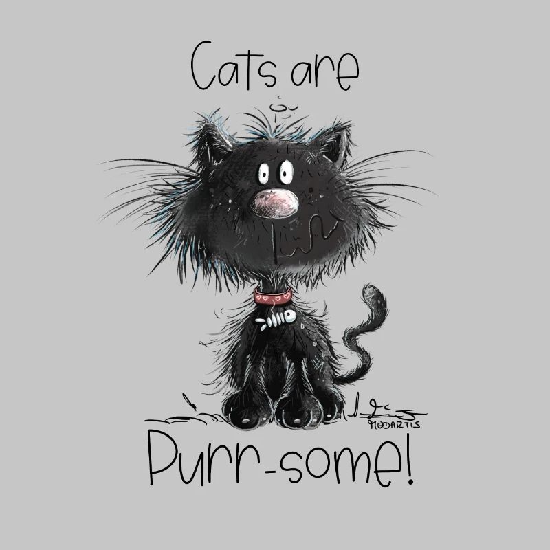 Drollige Schwarze Katze Mit Katzen Spruch