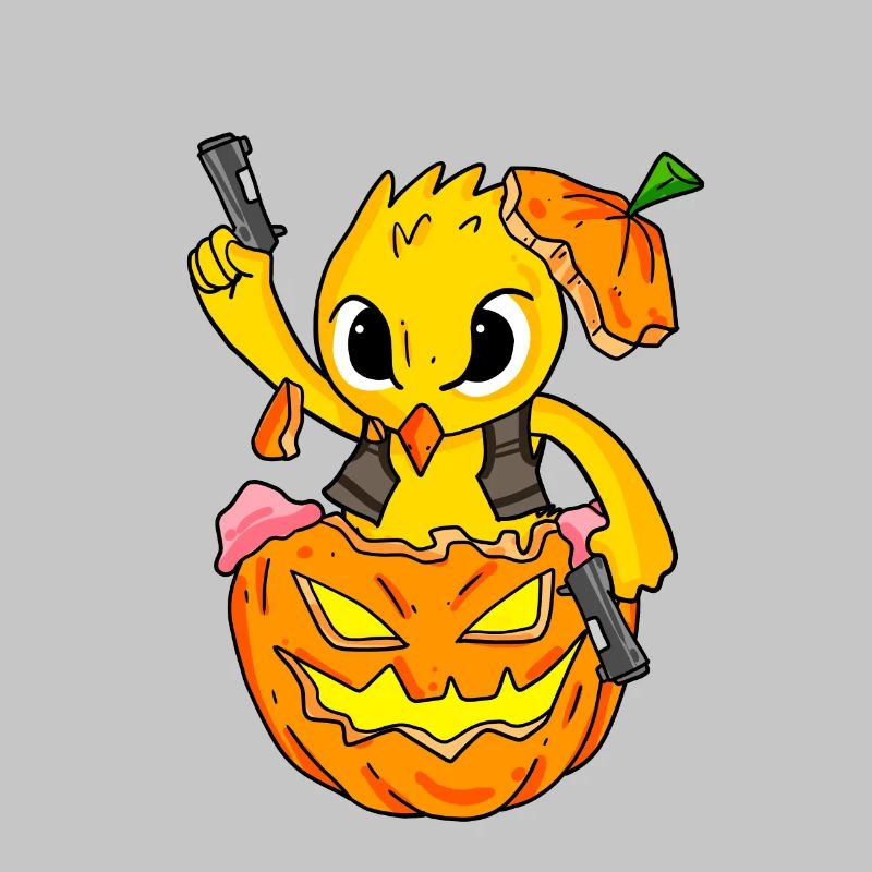 Halloween chick blows up pumpkin funny