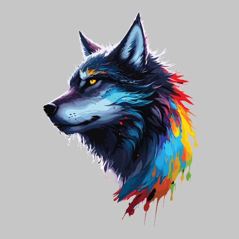 Regenbogen-Aquarell Wolf Spritzt