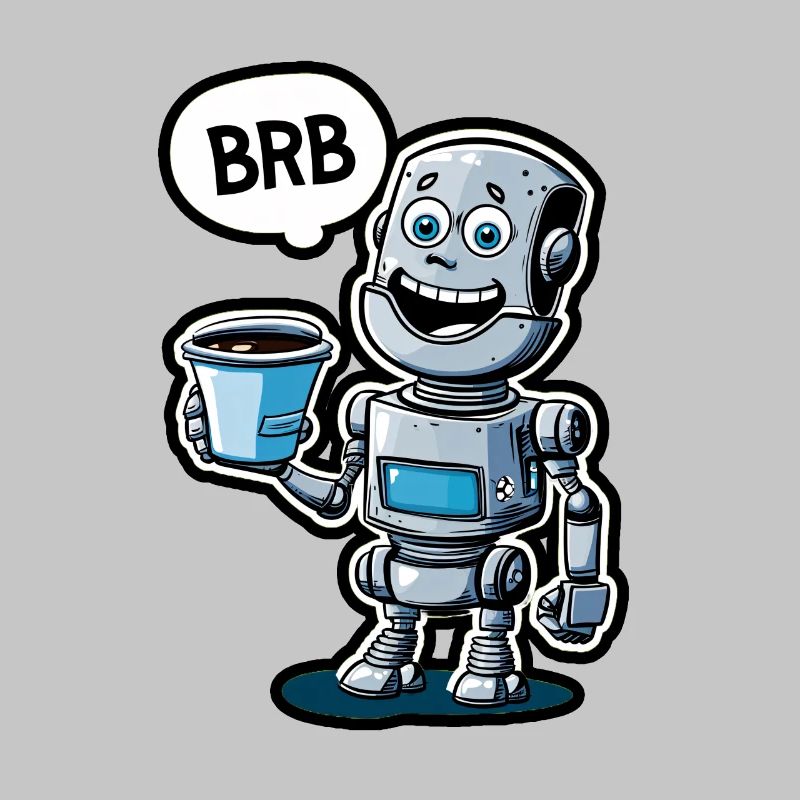 Drôle de robot avec du café et un ensemble BRB