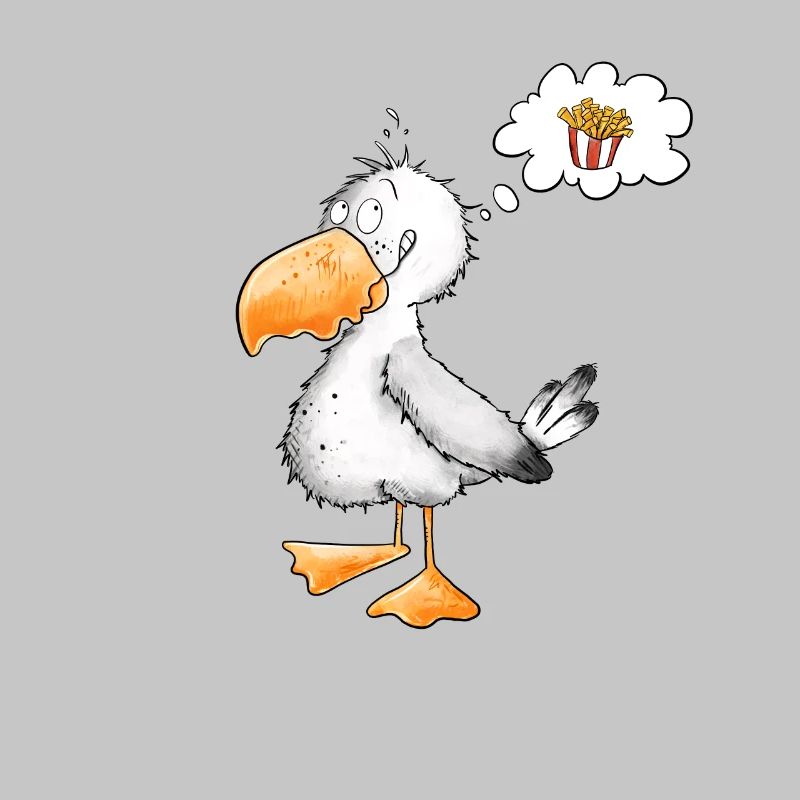 Möwe Will Meer Pommes