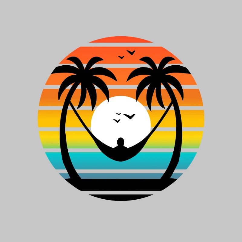 Sunset Palm Trees Hammock Relaxing Beach Vibes