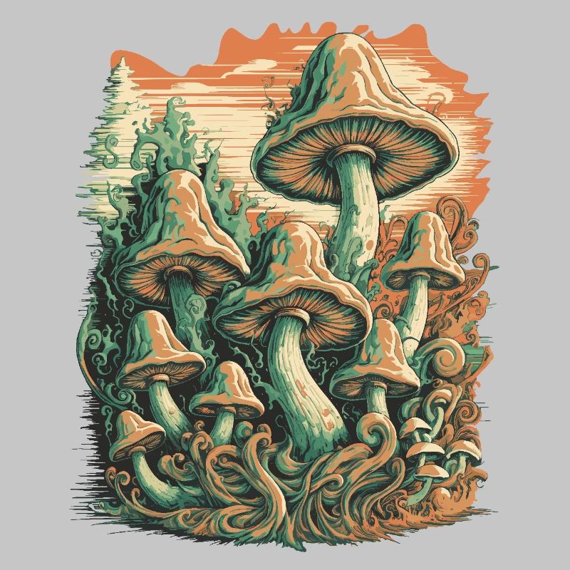 Mystical Forest Mushroom Psychedelic Art