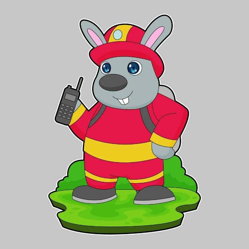Pompier Bunny Microphone Brigade d’incendie