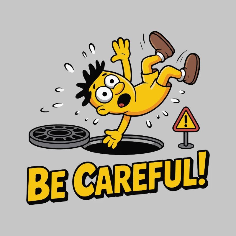 Animated Warning Character Be Careful Design