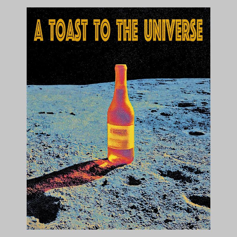 Space celebration with wine bottle