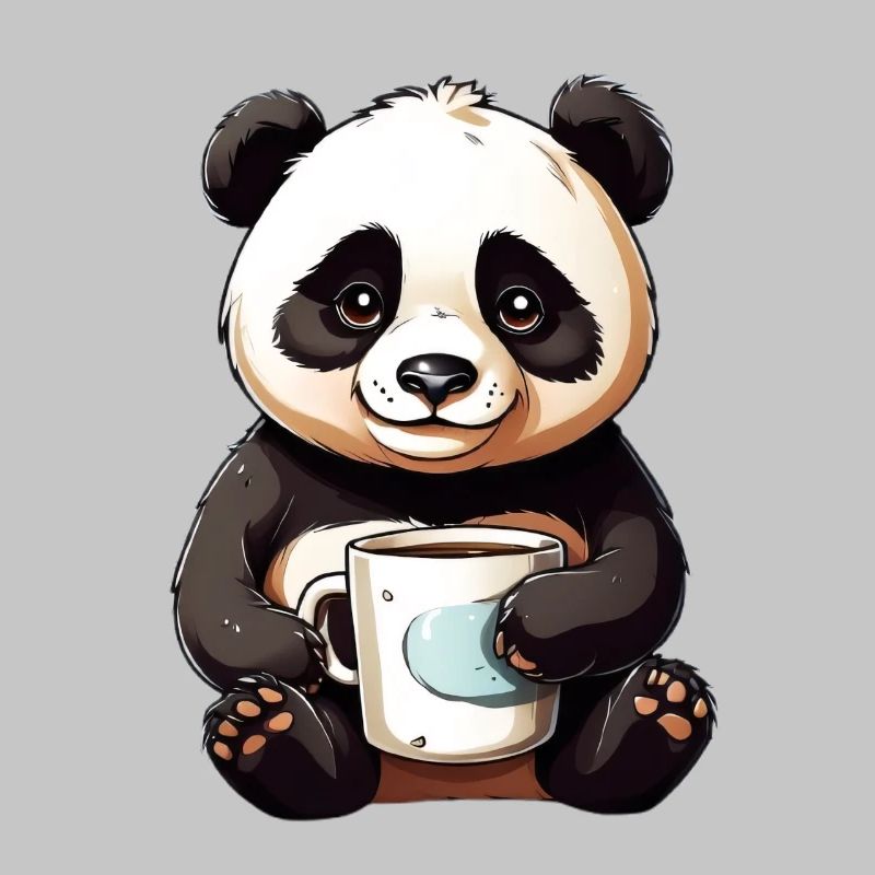Kuschel-Panda mit Kaffeetasse