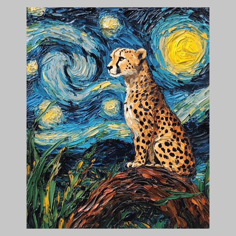 Guépard Léopard Style Van Gogh Étoilé