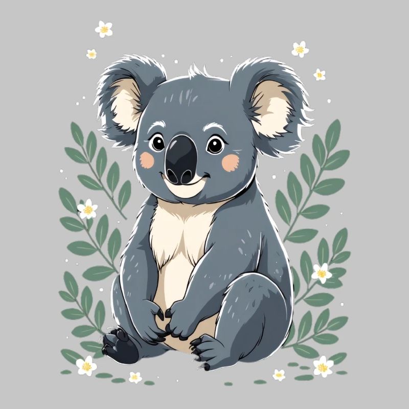 Koala mignon avec une couronne de fleurs