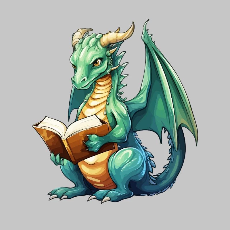 Fantasy-Lese-Drache mit Buch