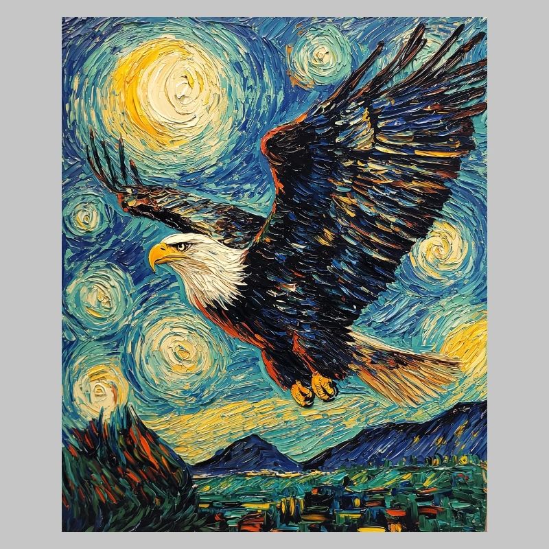 Eagle Bird Van Gogh Style Starry Night