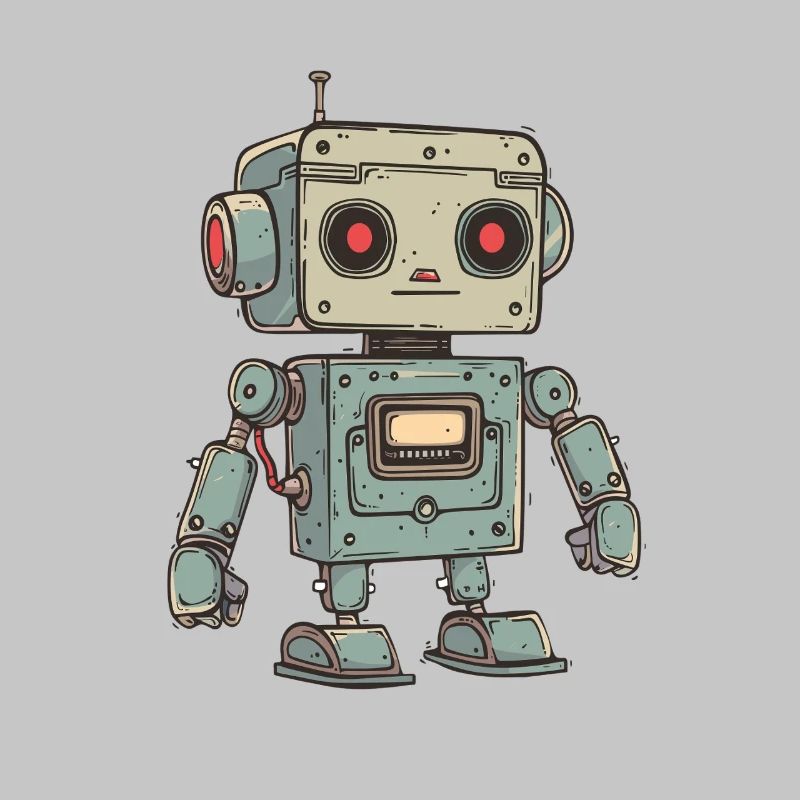 Retro Robot Illustration for Tech Enthusiasts