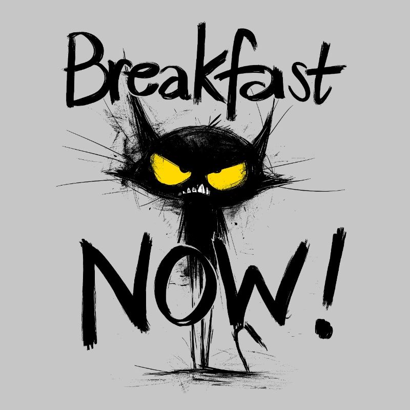 Grim Black Cat – Breakfast NOW!