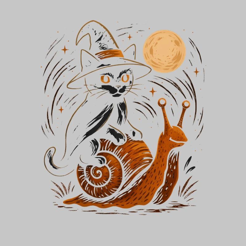 Moonlight cat on snail
