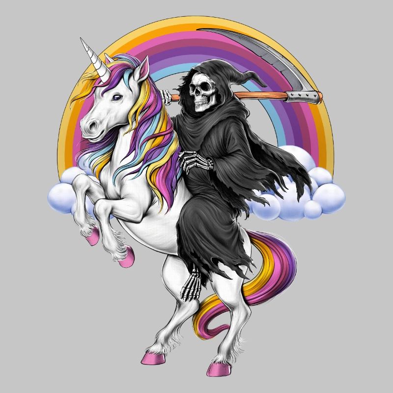 Sensenmann reitet Einhorn