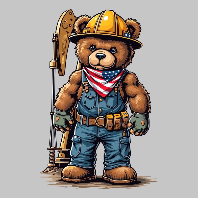 Construction worker bear with tool belt