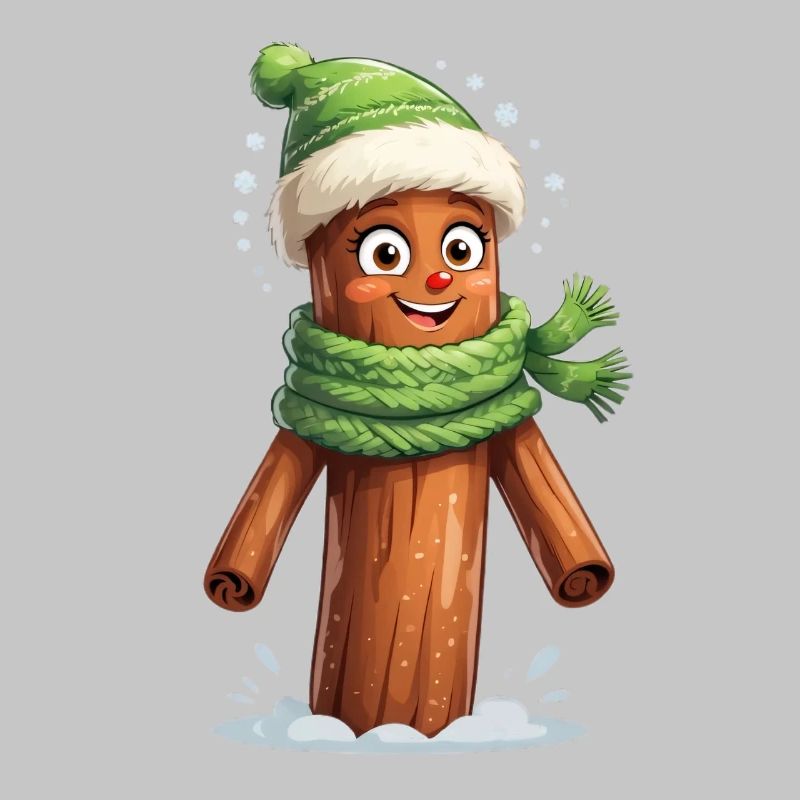 Souche d’arbre d’hiver avec écharpe