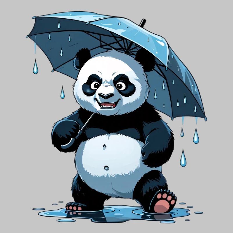 Panda Unter Regenschirm