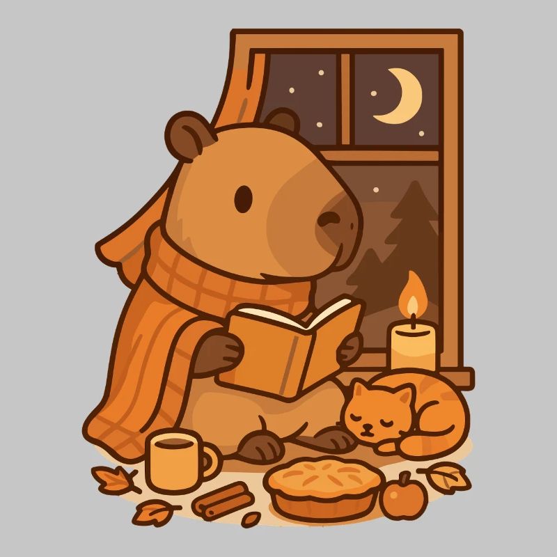 Capybara Reading Nook – Cozy Herbstabend
