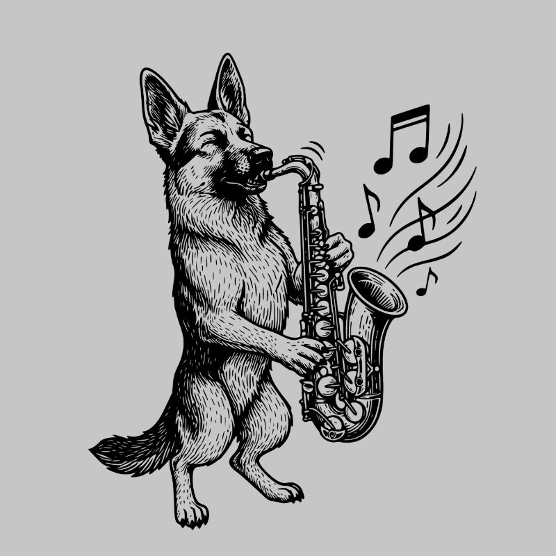 Saxophone German Shepherd Art