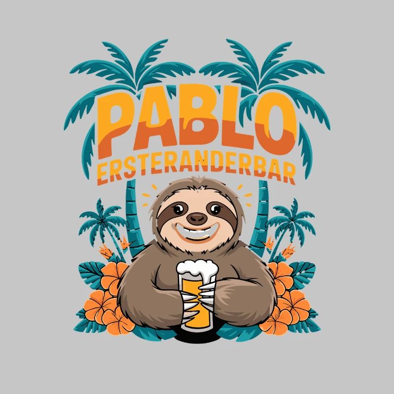 Pablo First Changeable Sloth with Beer and Palm Trees