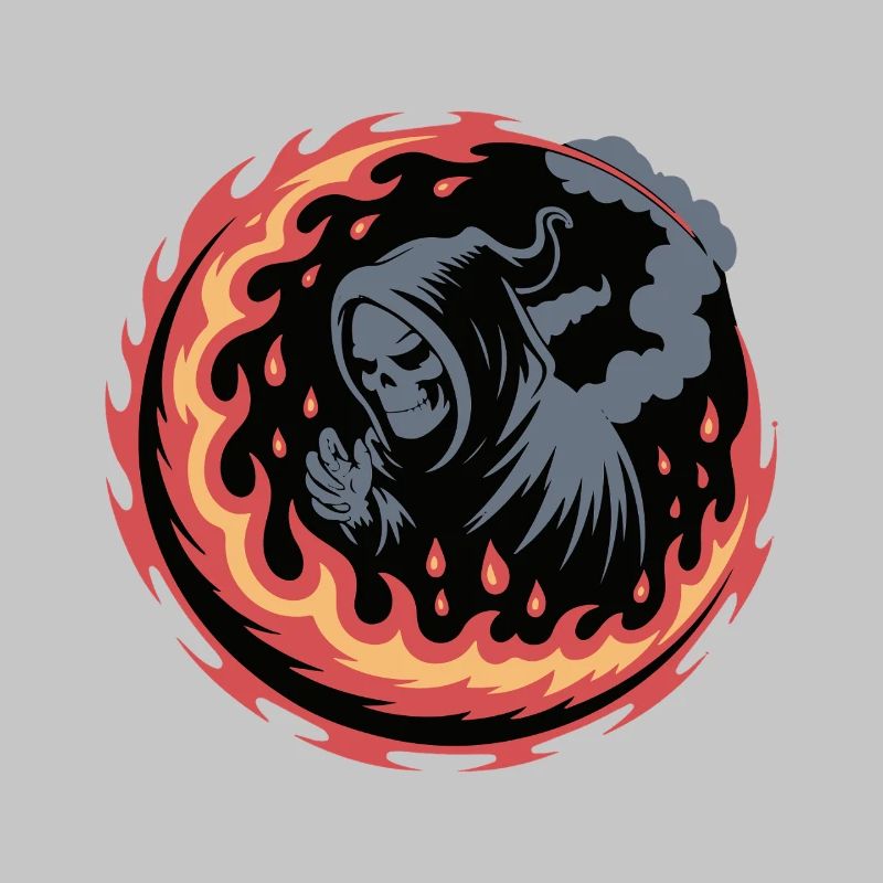 Flaming Grim Reaper Circle