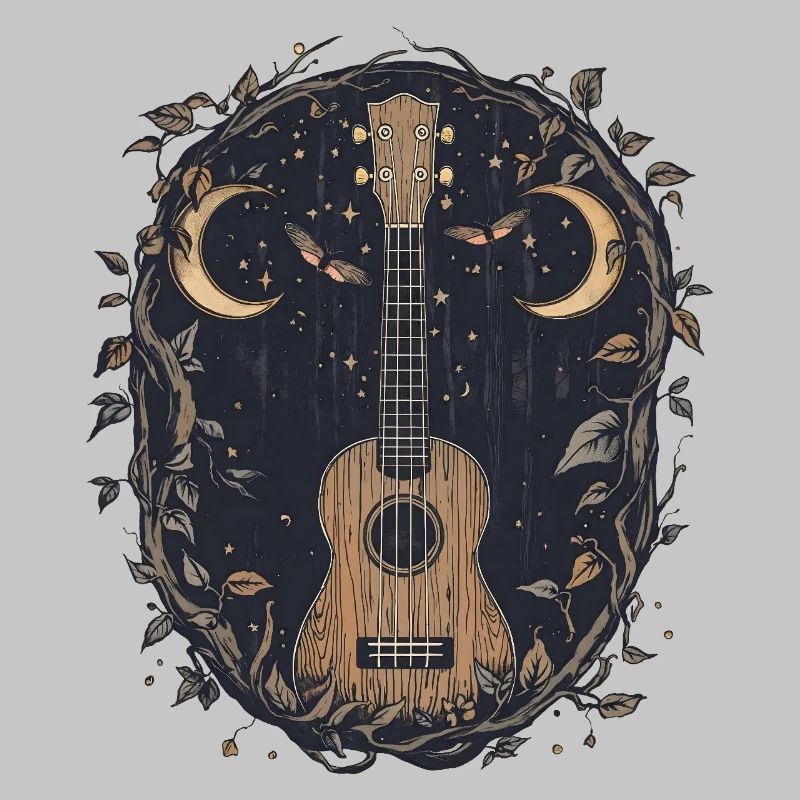 Gothic Uke with  Moon Moth
