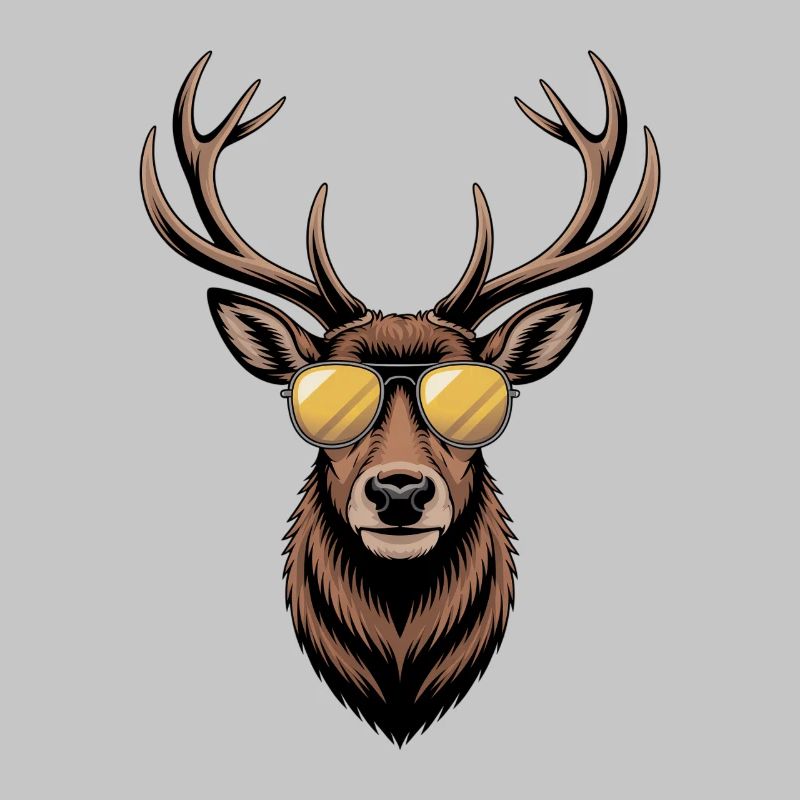 Hirsch mit Geweih und Sonnenbrille