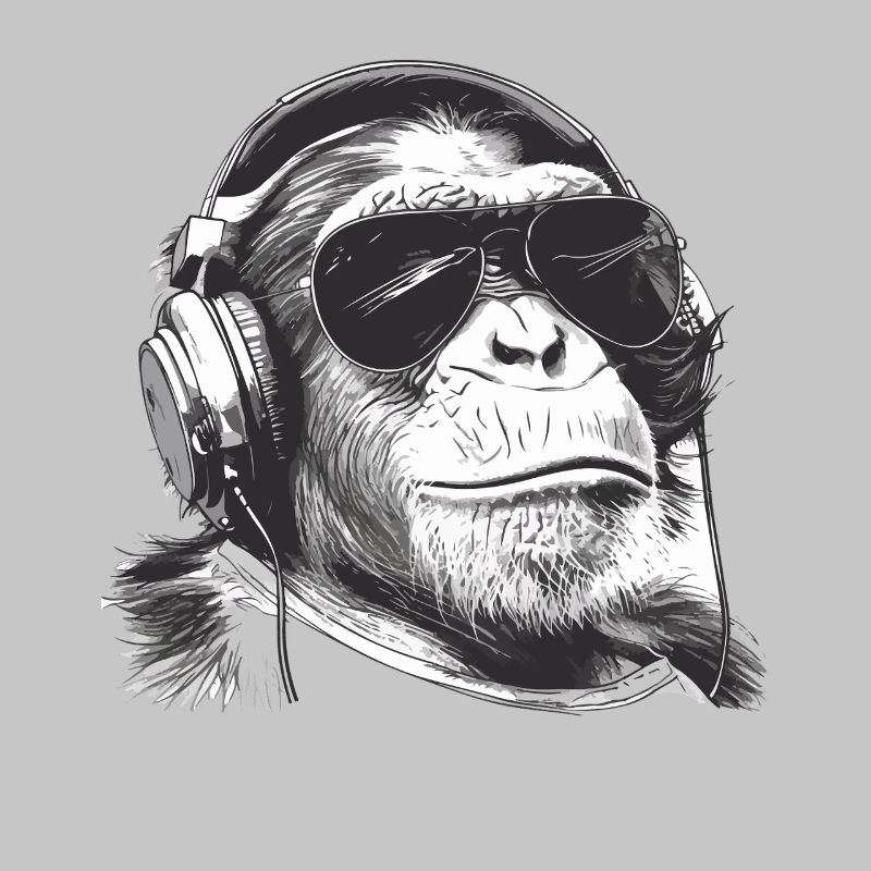 Affe DJ mit Kopfhörern