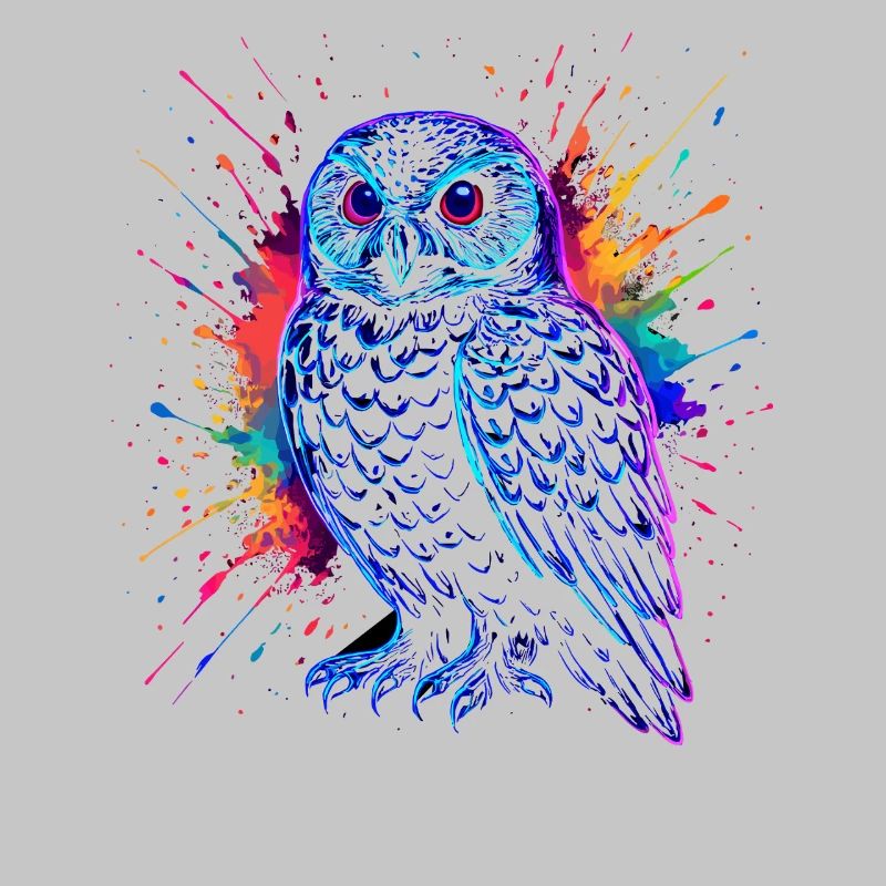 Neon Eule Farb-Splash Kunst Shirt