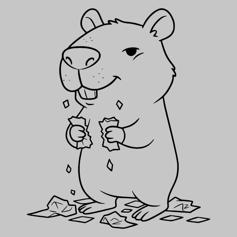 Capybara mange ses devoirs