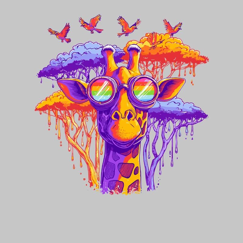 Fantasie Giraffe mit Regenbogenbrille