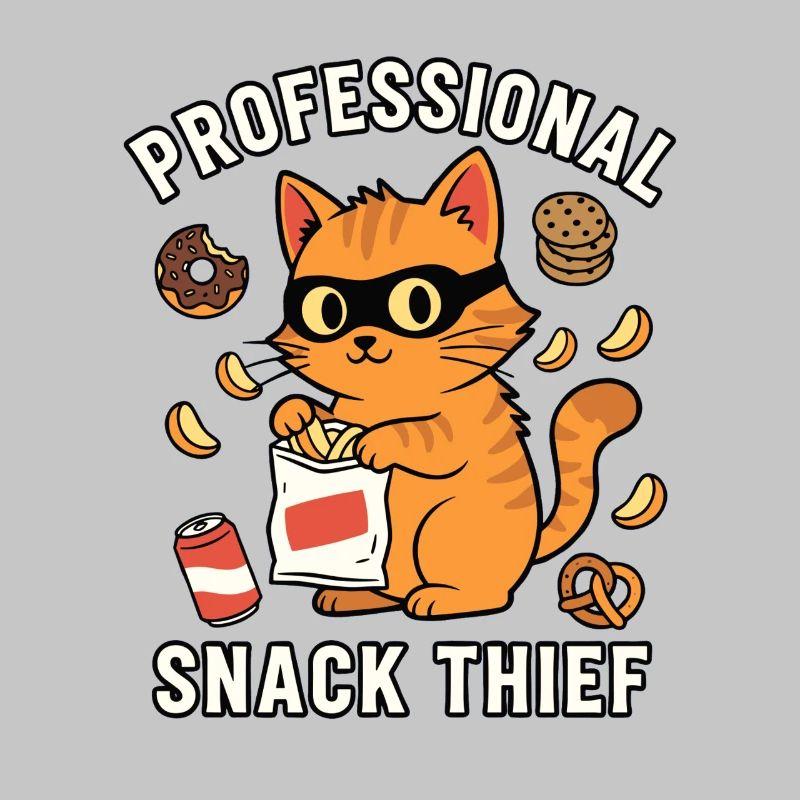 Voleur de snacks professionnel, chat drôle coquin