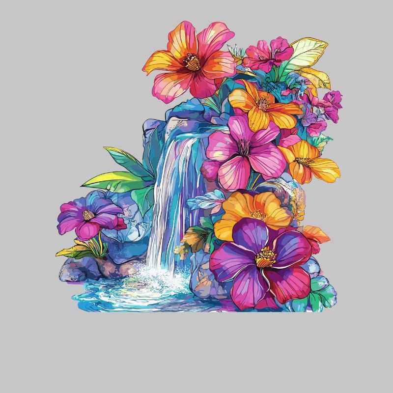 Cascade de fleurs à la cascade
