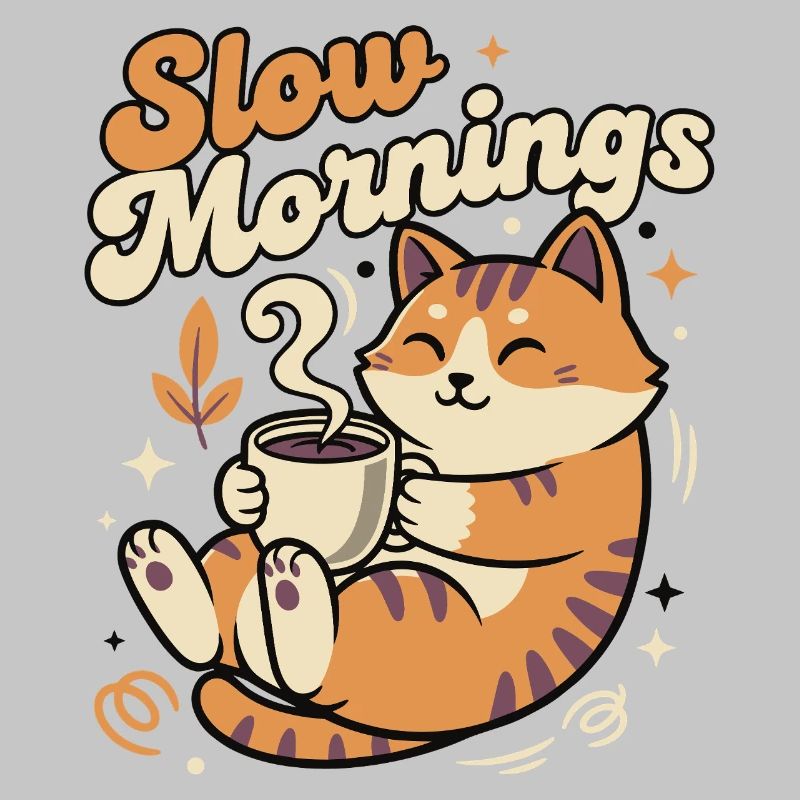 Langsame Morgenkatze mit Kaffee