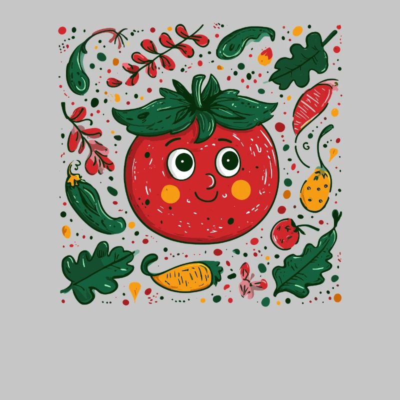 Fröhliche Tomate im Gartendesign