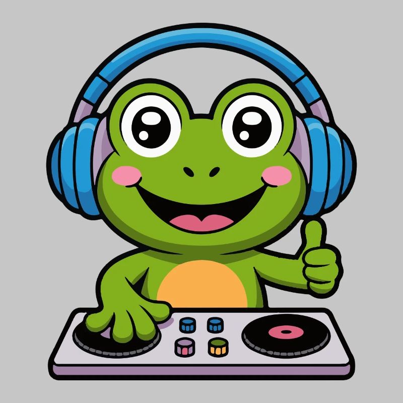 Frosch DJ mit Kopfhörern