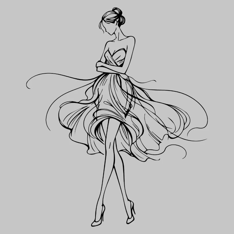 Silhouette fluide en robe de soirée