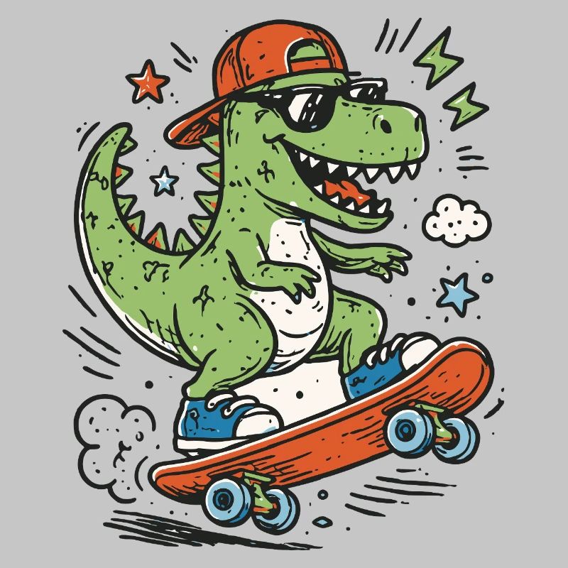 Krokodil auf Skateboard mit Cap