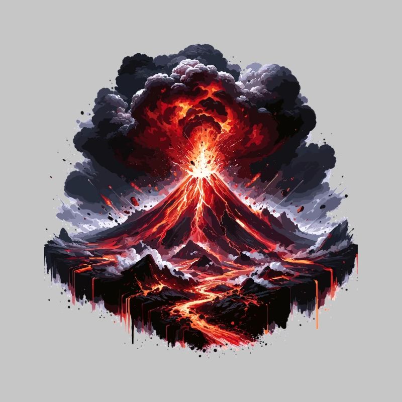 Volcanic eruption lava fireworks