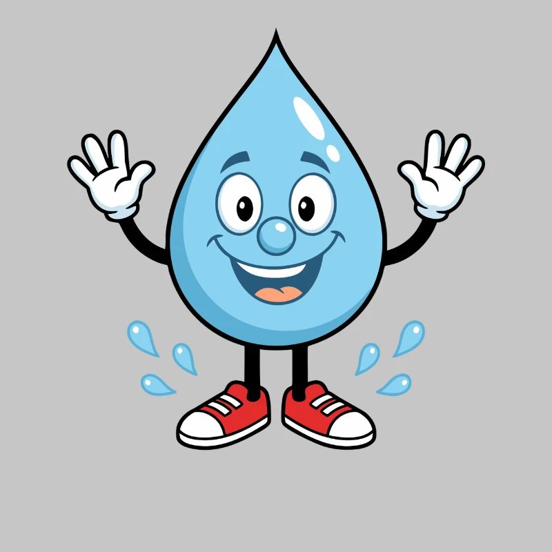 Fröhlicher Wassertropfen mit Sneakers
