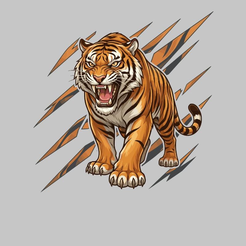 Wild tiger in scratch pattern