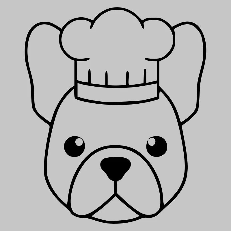 Frenchie Chef's Hat Head Outline